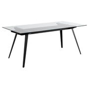 Monti Clear Glass Dining Table With Black Metal Base 180cm